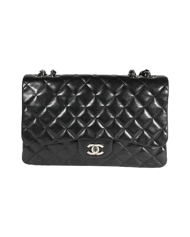 Chanel Black Quilted Lambskin Jumbo Classic Single Flap Bag