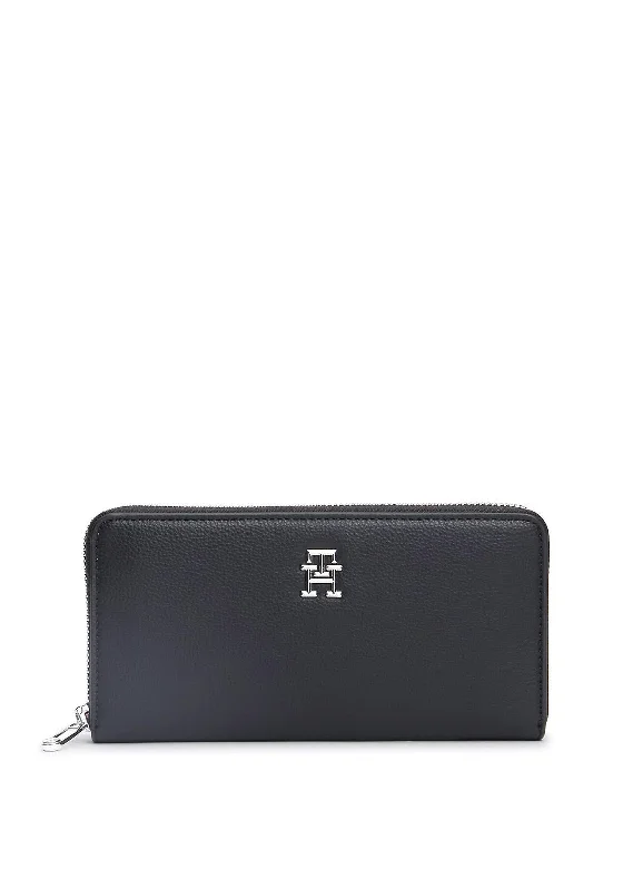 Tommy Hilfiger Essential Monogram Large Wallet, Black