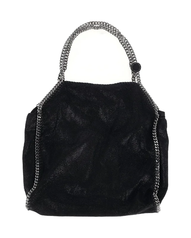 Stella McCartney Falabella Mini Tote in Metallic Black Vegan Leather