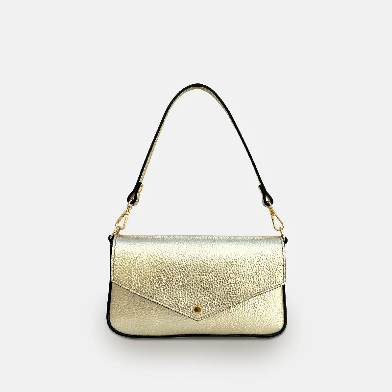 The Munro Gold Leather Shoulder Bag