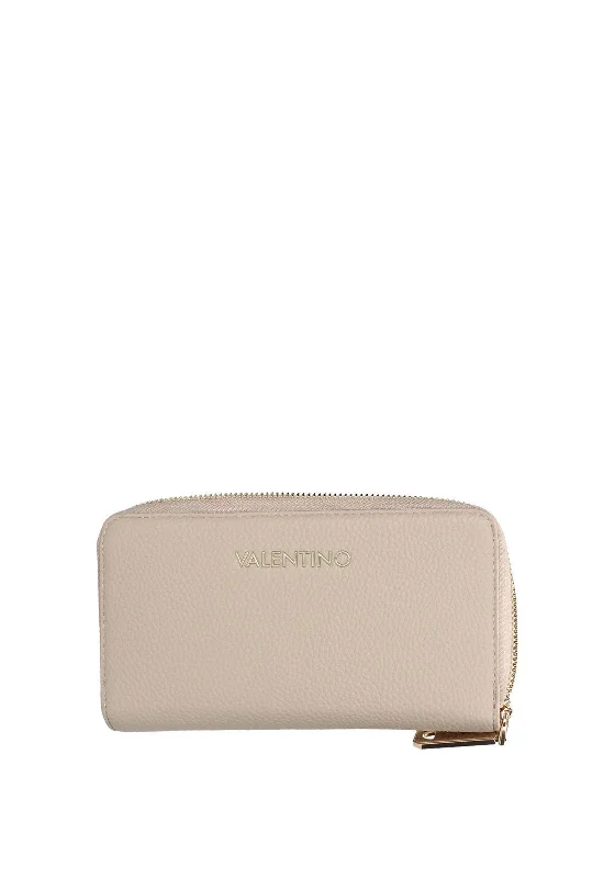 Valentino Large Pebbled Zip Around Purse, Ecru