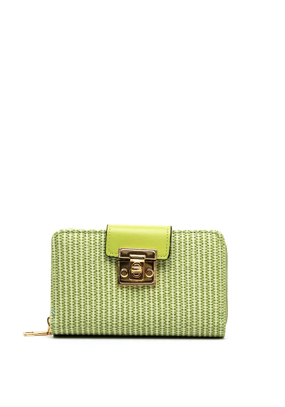 Zen Collection Zip Around Woven Wallet, Lime Green