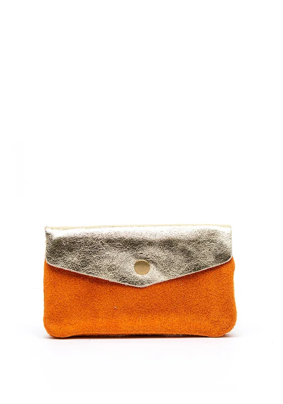 Serafina Collection Faux Leather Coin Wallet, Orange & Gold