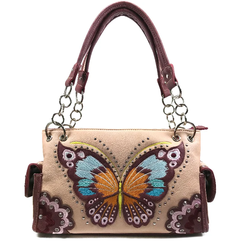 Peacock Butterfly Floral Embroidery Handbag