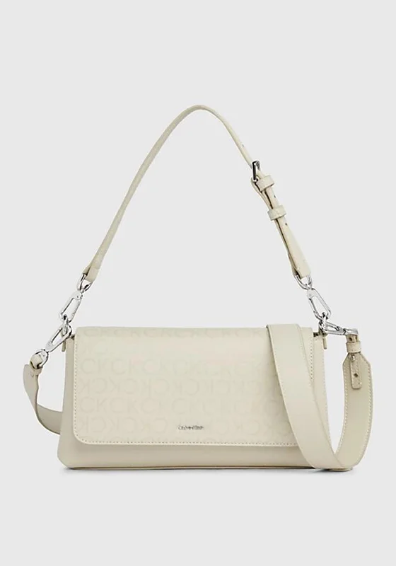 Calvin Klein CK Logo Shoulder Bag, Stoney Beige