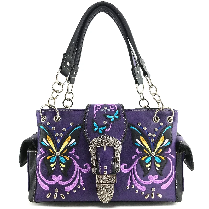 Swallowtail Butterfly Buckle Studded Embroidery Handbag