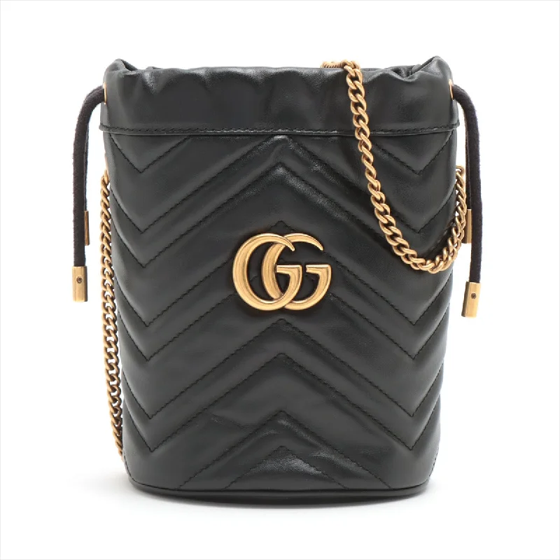 Gucci Gg Marmont Leather Chain Shoulder Bag Black 575163