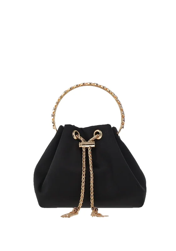 Zen Collection Tassel Satin Buckle Bag, Black