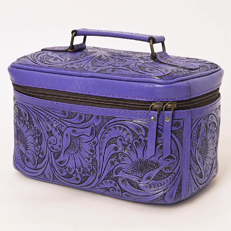 American Darling Purple Tooled Leather Make-Up Tote