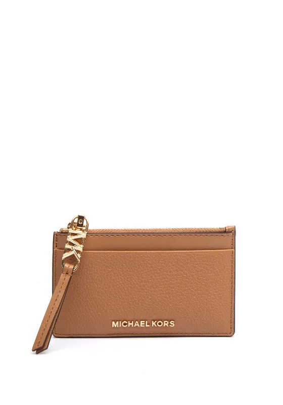 MICHAEL Michael Kors Empire Pebbled Leather Card Wallet, Pale Peanut