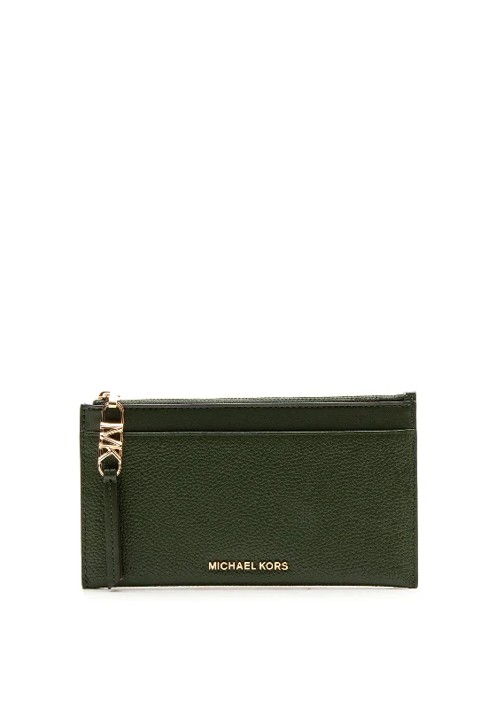 MICHAEL Michael Kors Large Pebbled Leather Card Case, Amazon Green