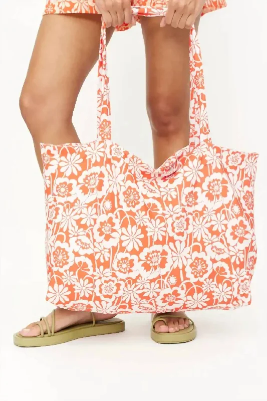 Floral Beach Bag In Beach Flower