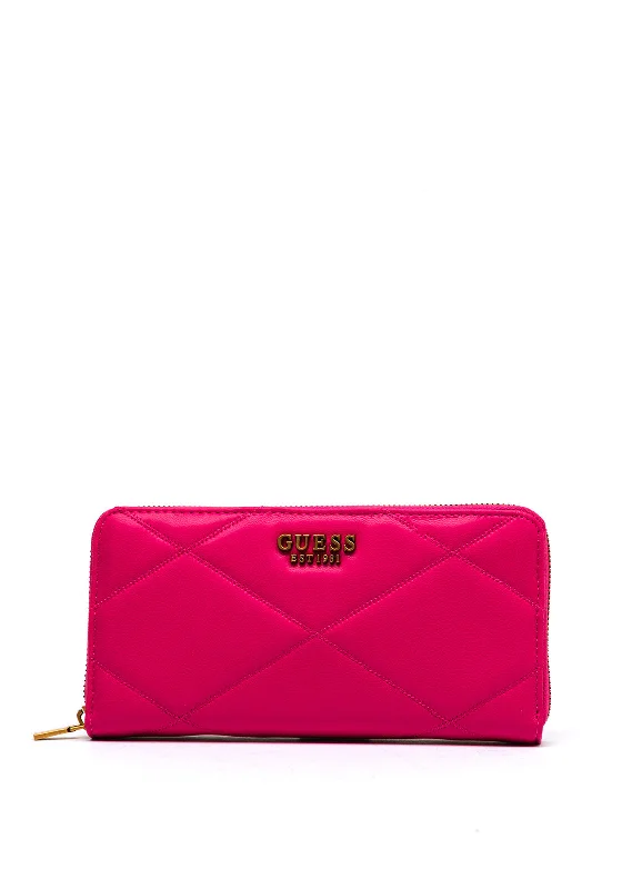 Guess Cilian Quilted Large Zip Around Wallet, Fuchsia