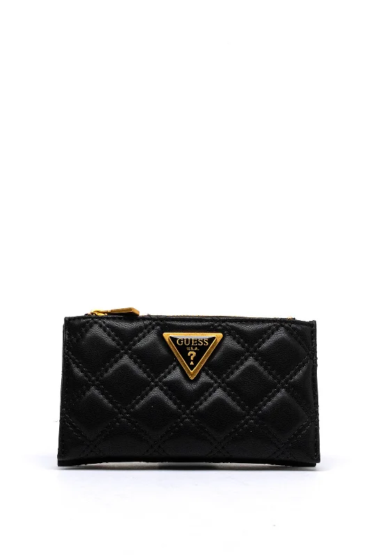 Guess Guilly Medium Quilted Zip Around Wallet, Black