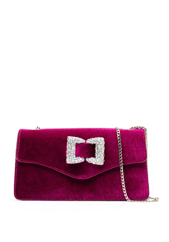 Menbur Velvet Embellished Mini Crossbody Bag, Pink