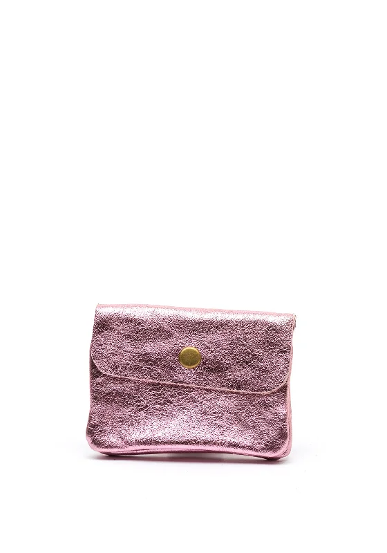 Serafina Collection Metallic Faux Leather Small Coin Wallet, Pale Pink Glitter