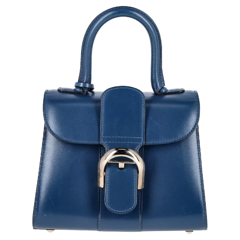 Delvaux Brillant Mini Box Bag in Blue Leather