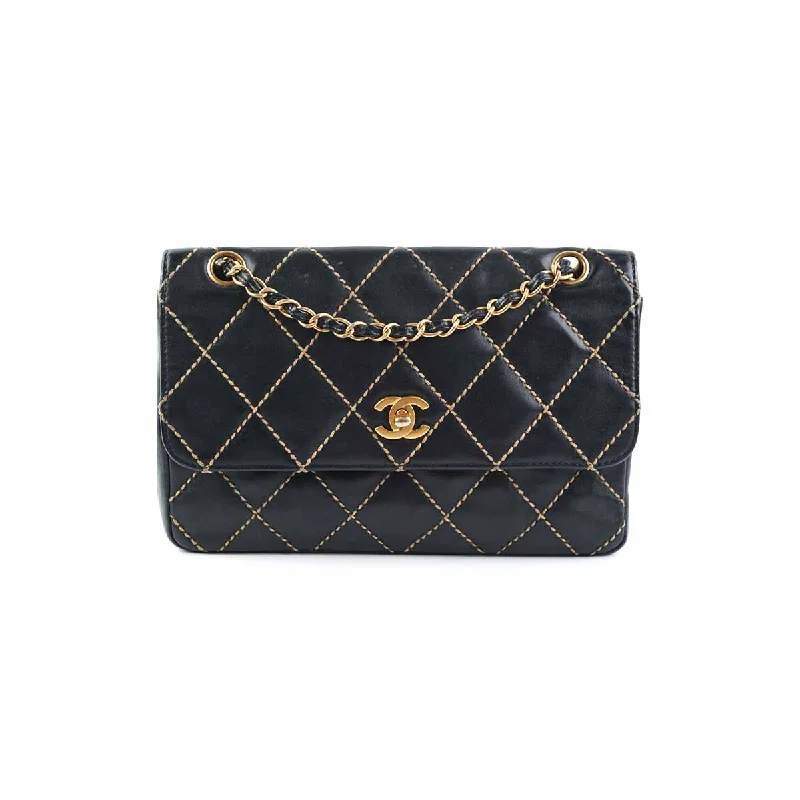 Chanel Wild Stitch Classic Flap Shoulder Bag Black