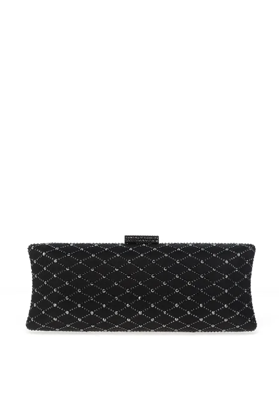 Zen Collection Diamante Encrusted Rectangle Clutch Bag, Black