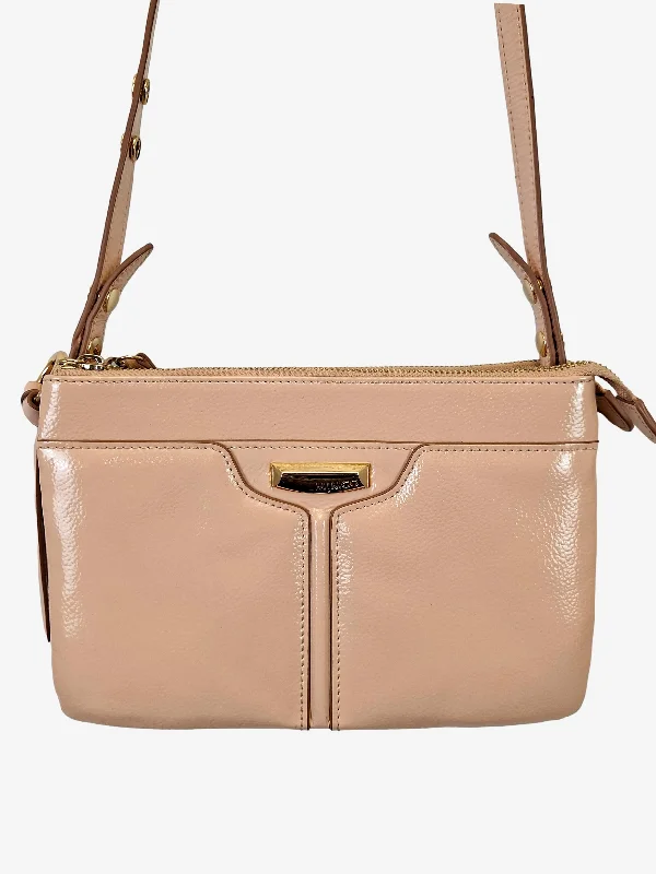 Mimco Blush Textured Shiny Double Compartment Crossbody Bag