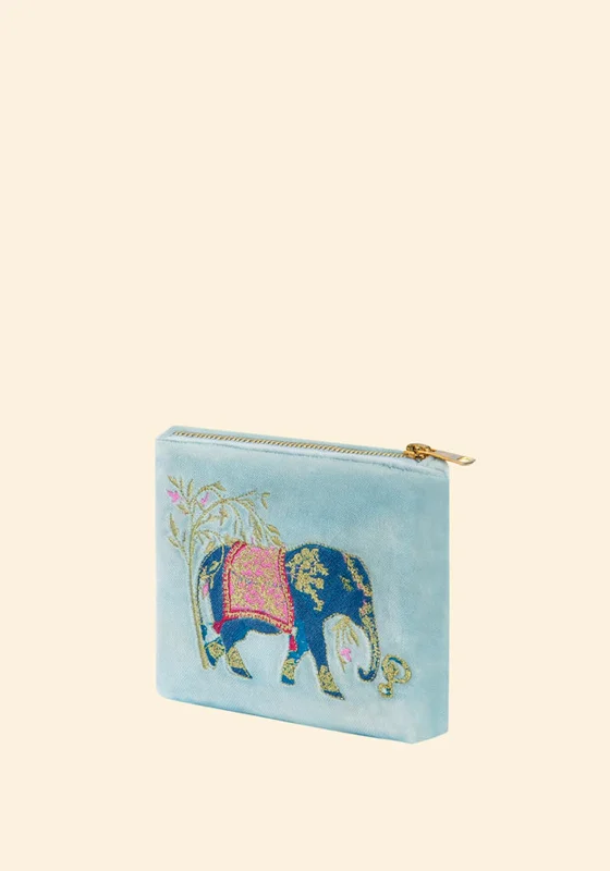 Powder Velvet Mini Elephant Pouch, Cornflower