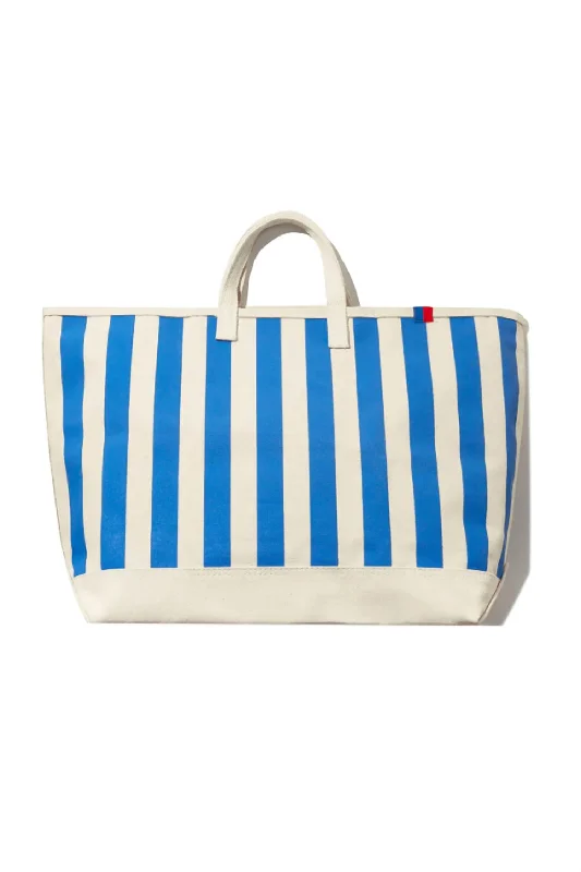 Women's All Over Striped Tote Bag In Canvas/royal