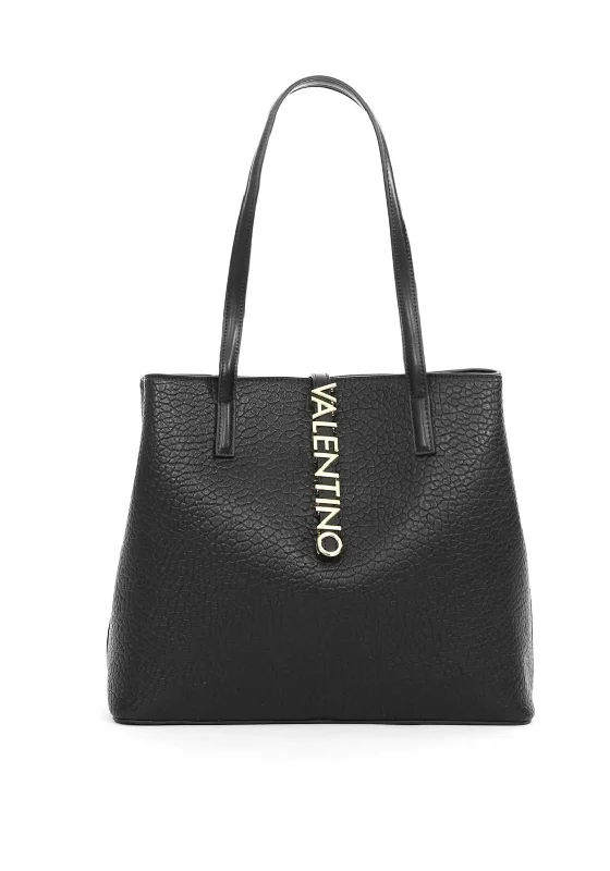 Valentino Zeno Pebbled Tote Bag, Black