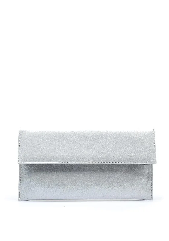 Pomares Shimmer Rectangular Clutch Bag, Silver