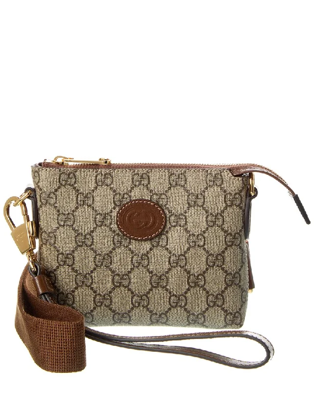 Gucci Interlocking G GG Supreme Canvas & Leather Shoulder Bag