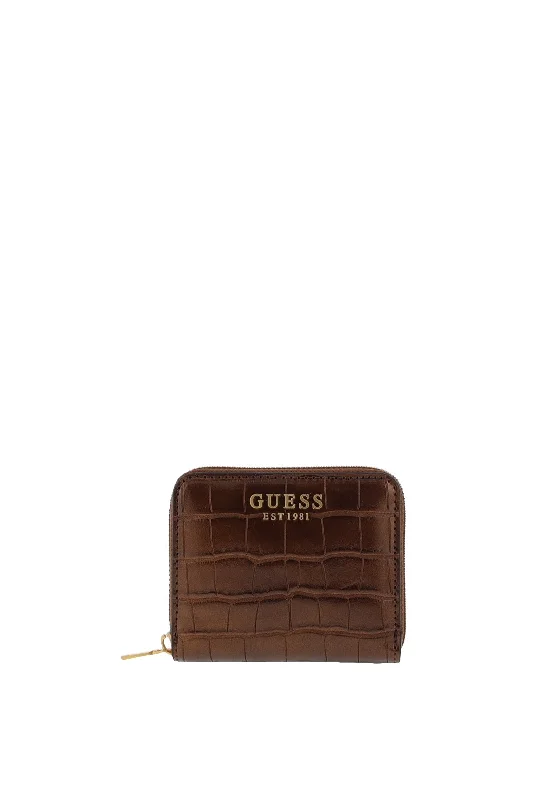 Guess Laurel Croc Small Zip Around Wallet, Bronze