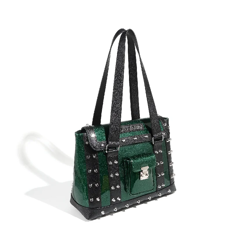 Black and Venus Green Sparkle Weekender Tote Medium