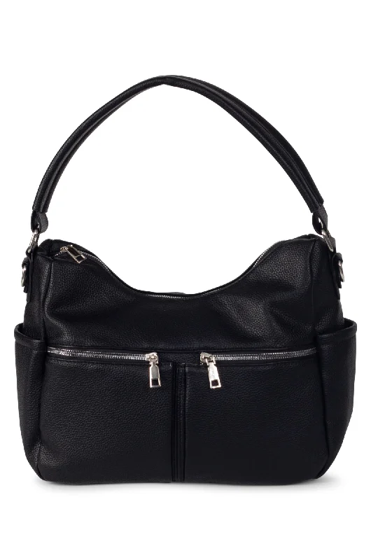 Open side pockets & zip close Bag | Black | 0571A1