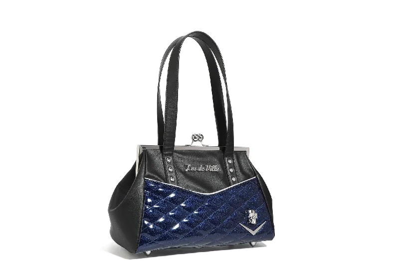 Black & Royal Blue Sparkle Femme Fatale Kiss Lock