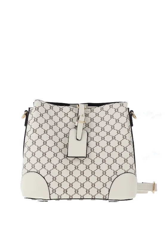 Zen Collection Monogram Bucket Shoulder Bag, White