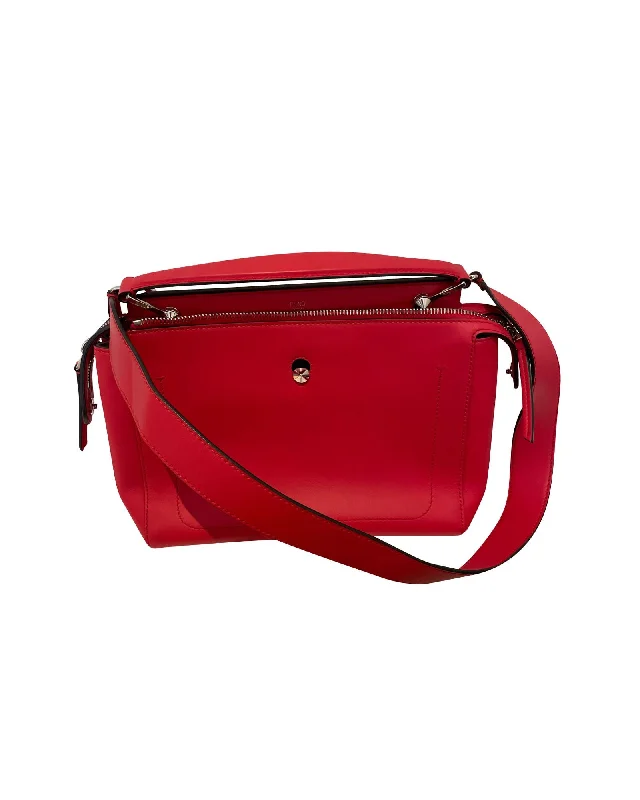 Fendi Dotcom Shoulder Bag in Red Leather