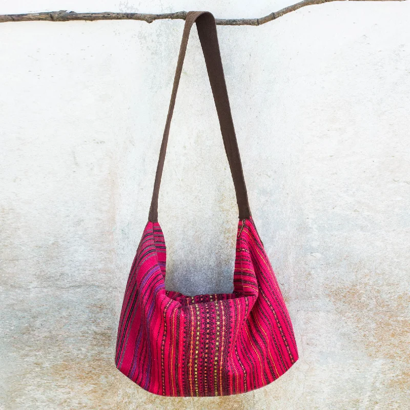 Scarlet Passion Thai Handwoven Red Cotton Hobo Purse