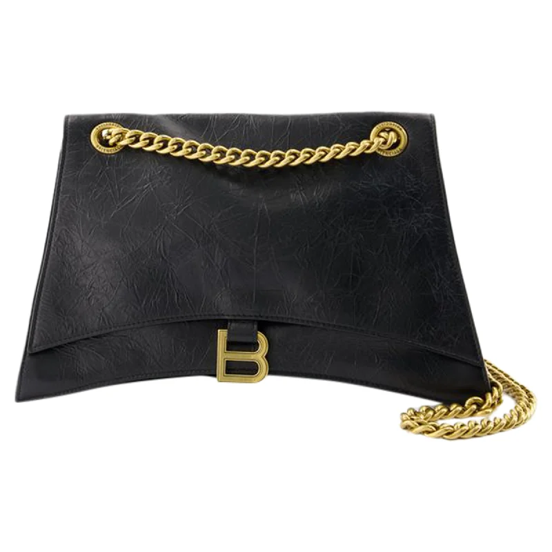 Crush Chain M Shoulder Bag - Balenciaga - Leather - Black