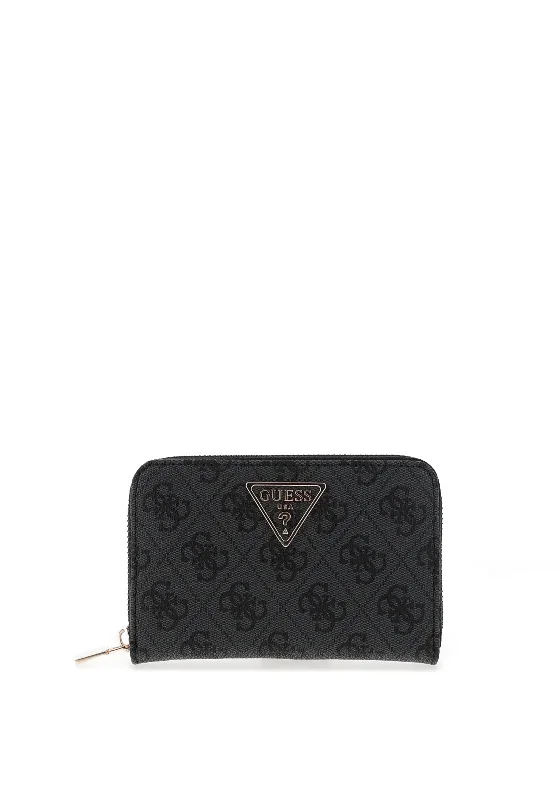 Guess Laurel 4G Logo Medium Zip Around Wallet, Coal