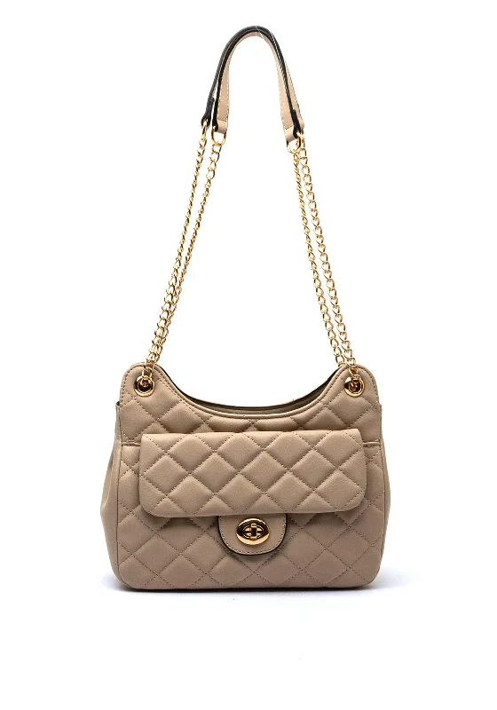 Zen Collection Diamond Quilt Shoulder Bag, Beige