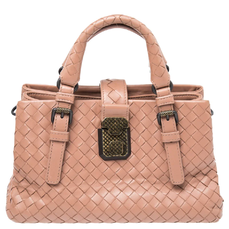 Bottega Veneta Beige Intrecciato Leather Mini Roma Tote