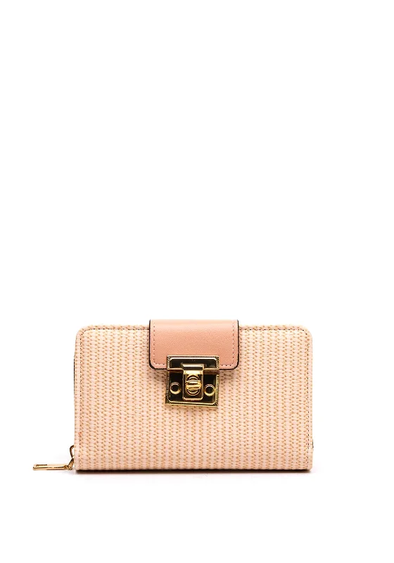 Zen Collection Zip Around Woven Wallet, Blush