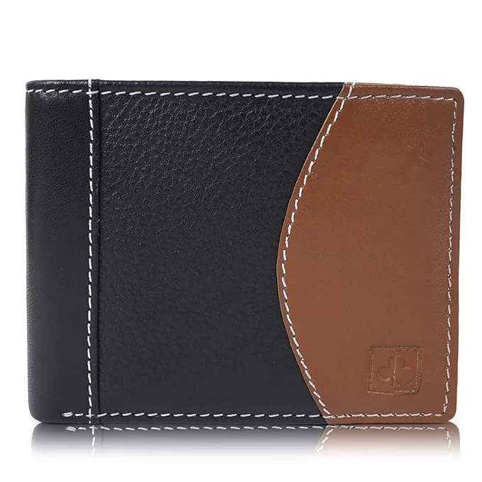 CIMONI® Premium Genuine Leather Wallet for Men Travel Casual Wallet with RFID Blocking 3 Card Sots, 2 Secret Compartments, 1 Coin Window (Color - Black & Brown)