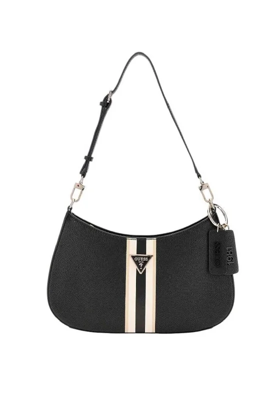 Guess Noelle Stripe Detail Shoulder Bag, Black