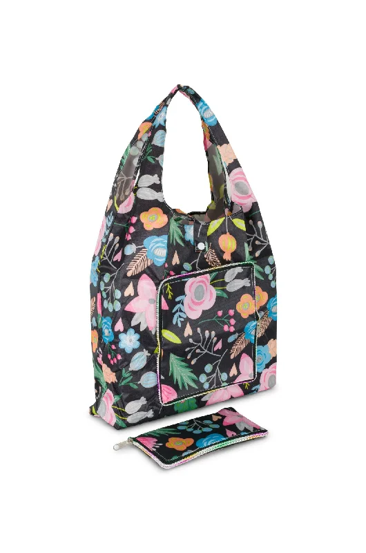 Foldable Shopping Bag | PINK BLUE FLOWER | 0999A1