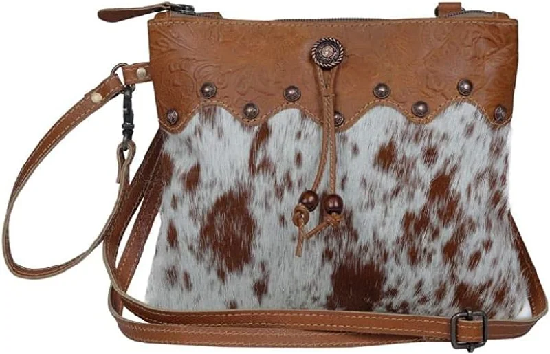 Myra Bag Small Zip Top Brown Cow