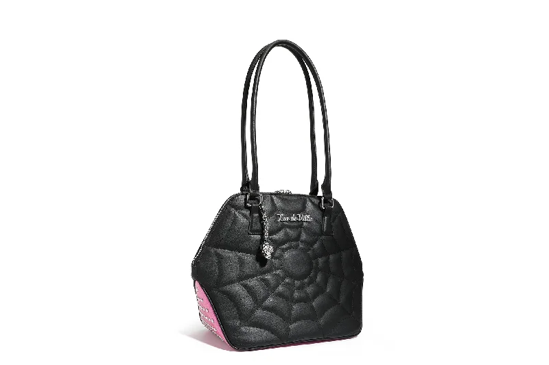 Black and Winkle Pink Sparkle Glampira Tote