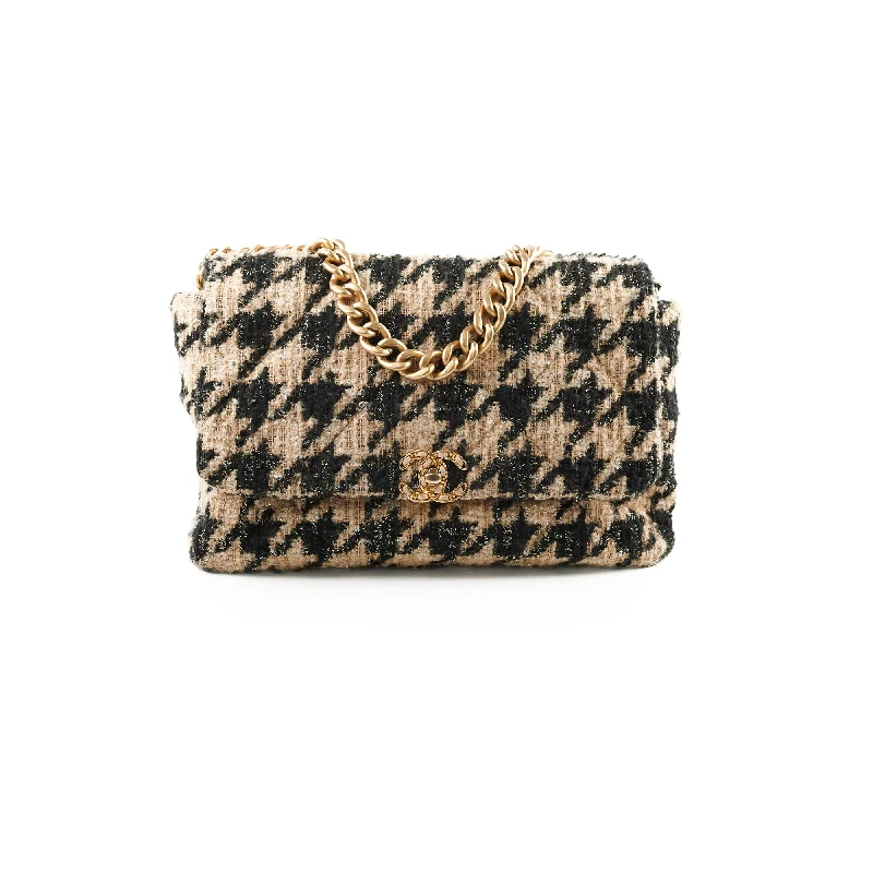 Chanel 19 Maxi Tweed Bag Beige/Black 28 Series