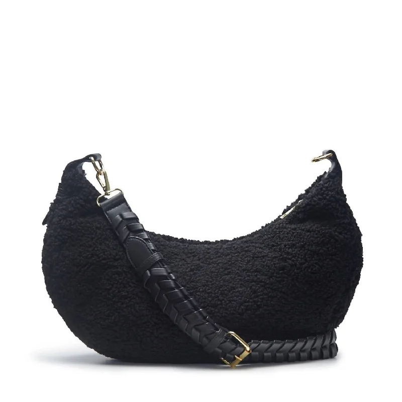 Women's Zola Sherpa Shoulder Bag In Black