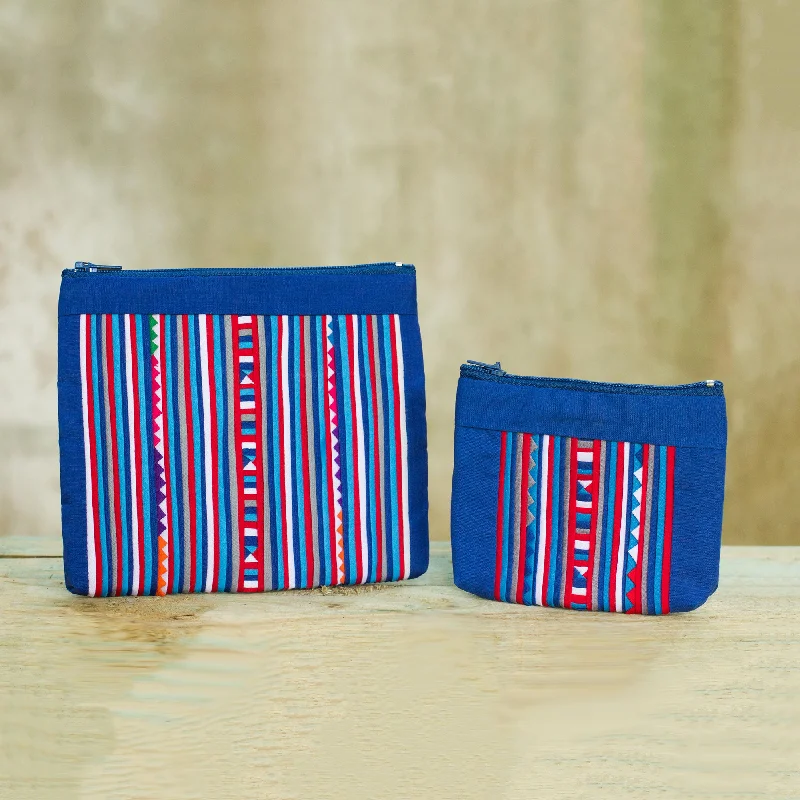 Lisu Cheer Lisu Tribe Style Cosmetic Bags in Red White and Blue (Pair)