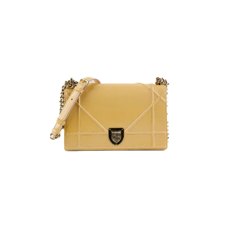 Christian Dior Diorama Medium Patent Shoulder Bag Yellow